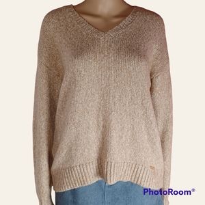 Micheal Kors Tan Wool V-Neck Sweater